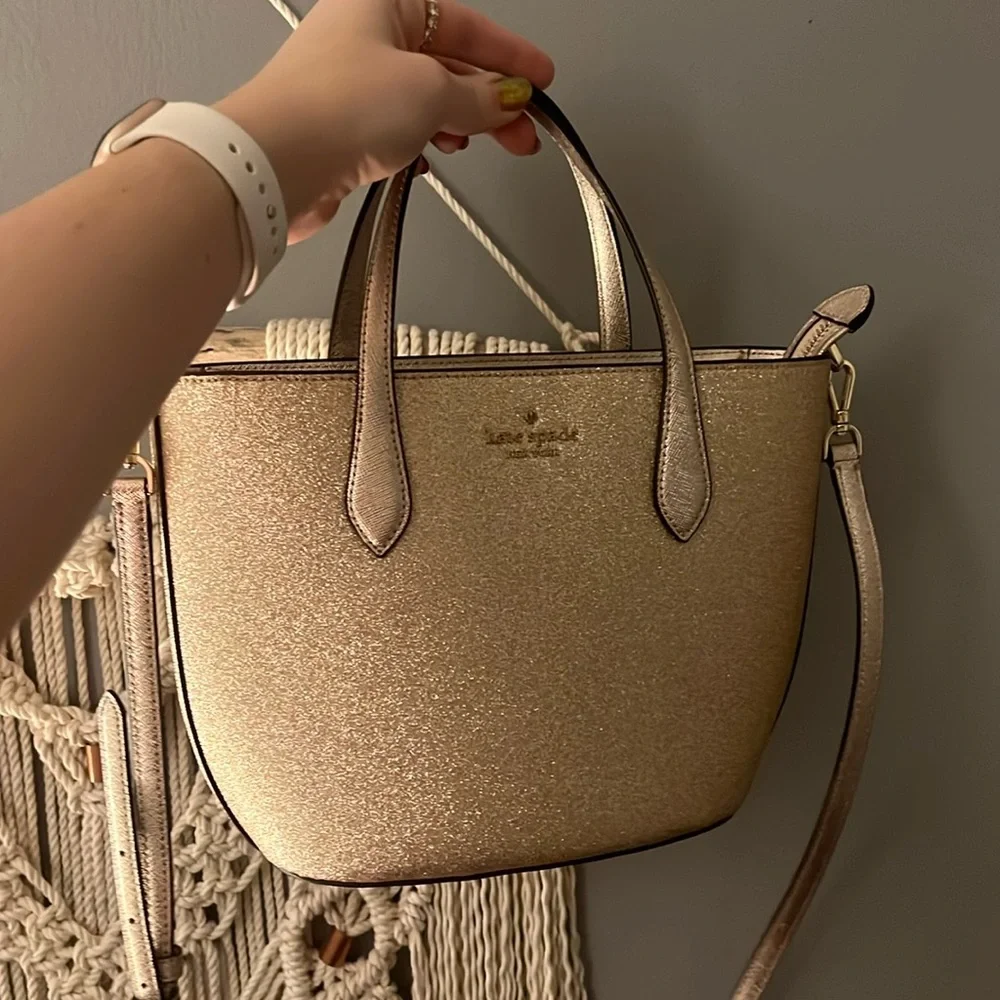 Kate Spade Tinsel Glitter Satchel- Rose Gold - Picture 3 of 8